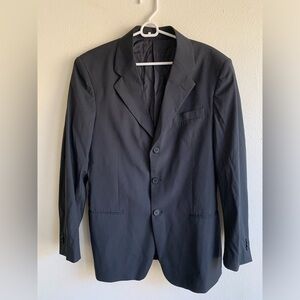 Emporio Armani Men’s Black Pinstripe 3 Button Blazer Jacket Men’s 38 Italy Wool